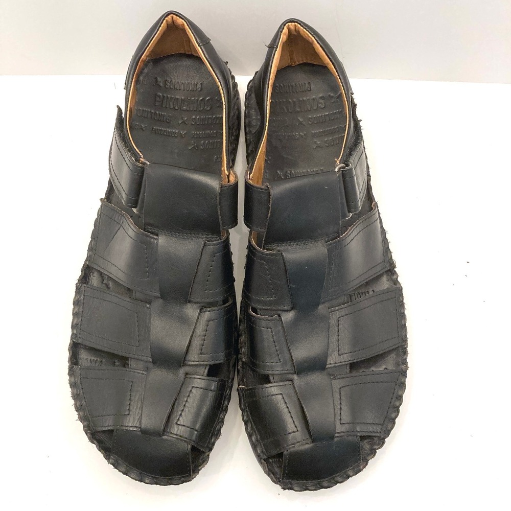 Pikolinos Tarifa Fisherman Sandals Mens 13 EU 47 Black Soft Leather Comfort